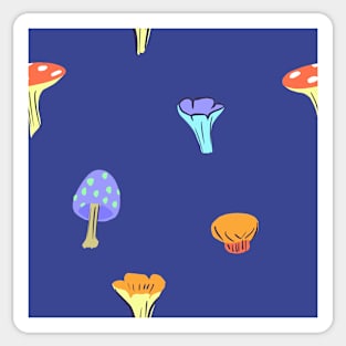 Mushrooms on a Blue Background Sticker